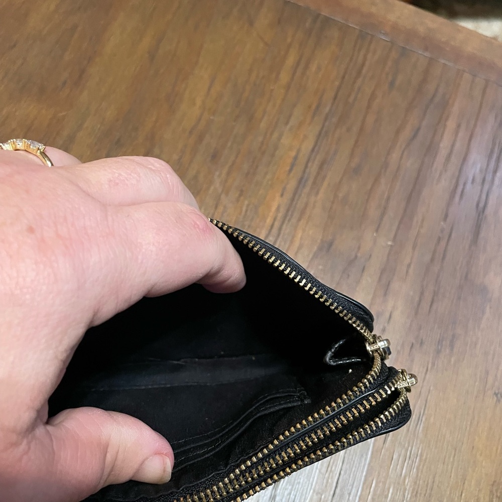 Coach Double Corner Zip Wallet Black - Picture 4 of 7